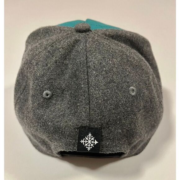 Ski The East Wool Blend Icon Flatbrim Trucker Hat Green, Grey Leather Patch NWOT - Picture 3 of 10